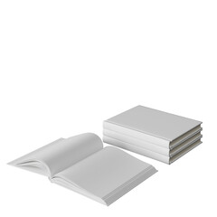 stack of books on white