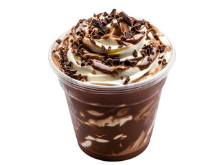 Chocolate Milkshake with Whipped Cream and Chocolate Shavings Isolated On A White Background, PNG Transparent