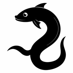 Simple Hagfish Black Silhouette Vector on White Background