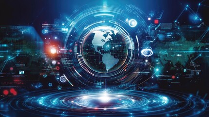 Obraz premium Global Network Data Visualization Futuristic Technology