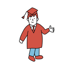 帽子とアカデミックガウンを着た卒業生のイラスト