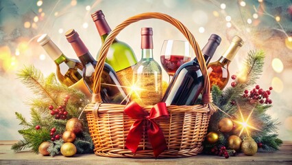 Festive Wine Gift Basket: Elegant Bottles & Gifts for Celebrations