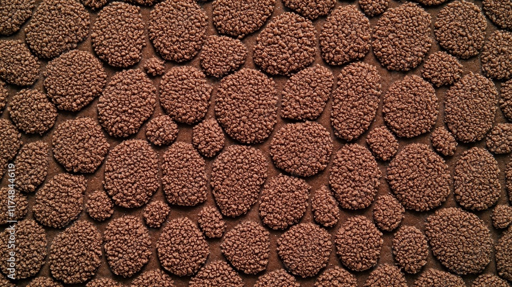 Poster textured surface with round brown shapes and intricate patterns