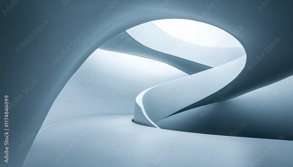 Poster abstract architectural design showing a winding staircase