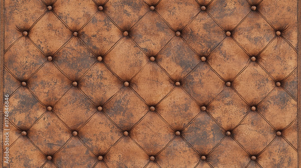Poster detailed leather texture with button tufting and weathered look