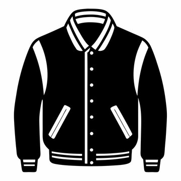recommend clip art: Simple Varsity Jacket Black Silhouette Vector on White Background