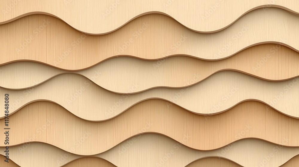 Poster abstract wavy pattern with soft beige tones and smooth textures