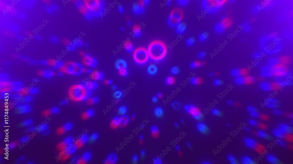 Poster neon particle circles. computer generated