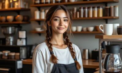 Smiling young woman in a café