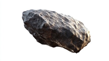 Textured, rugged rock with a rough surface, isolated against a white background.