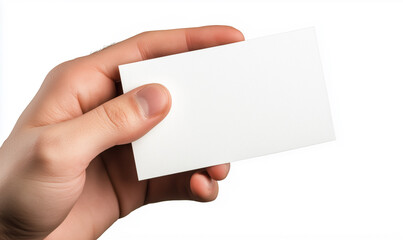 Fototapeta premium A hand holding a blank paper of name card