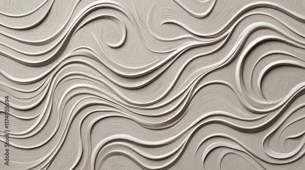 Poster wave patterns in neutral color with textured background detail