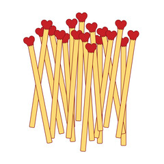 Cute valentine heart matchsticks vector, matchstick clip art 