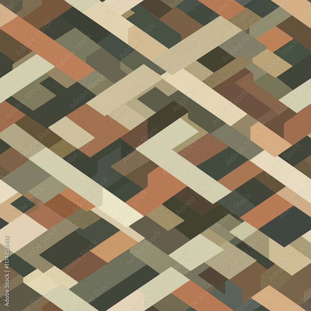 Poster abstract geometric pattern featuring muted earth tones arranged in a diagonal layout.