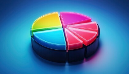 Obraz premium Neon Pie Chart Data Visualization Colorful Segments