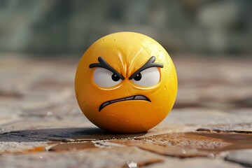 3d rendering of an angry emoji experiencing a moment of intense frustration