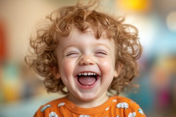 Happy child laughing during a dental visit, capturing a cheerful and positive moment in children's dentistry