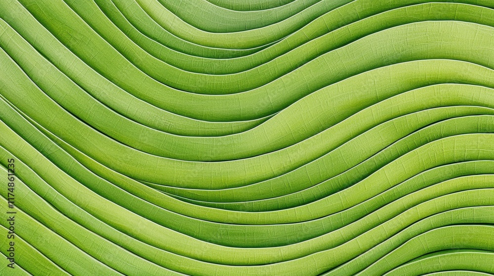 Poster abstract green soft wave pattern with textured fabric appearance