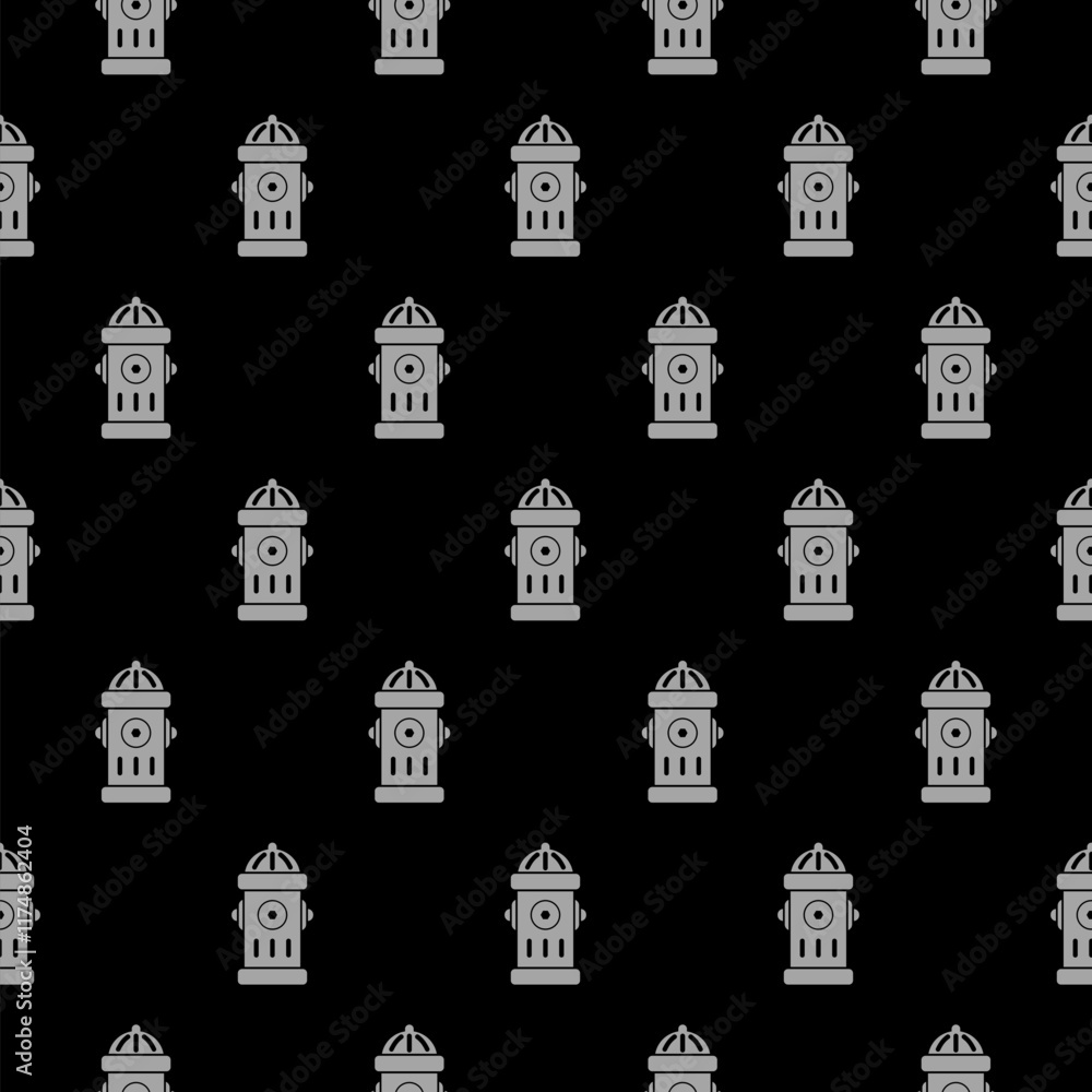 Poster fire hydrant icon isolated seamless pattern on black background