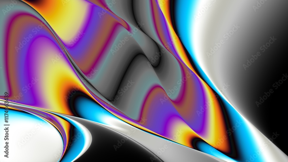 Poster Exploring the Concept of Abstract Wave Patterns Rendered in Vibrant and Rich Colors