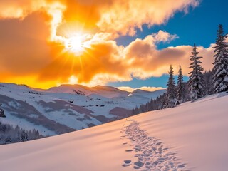 A Winter Season with Stark arboreal sentinels weather a delicate snow shower