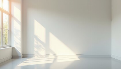 A spacious white studio room illuminated with warm light creates a welcoming setting.