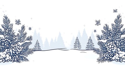 Winter Wonderland Scene with Pine Cones and Snow