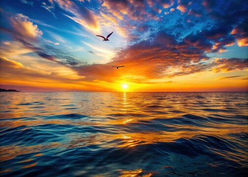 Breathtaking Ocean Sunset: 4K Loop Animation Background Stock Footage