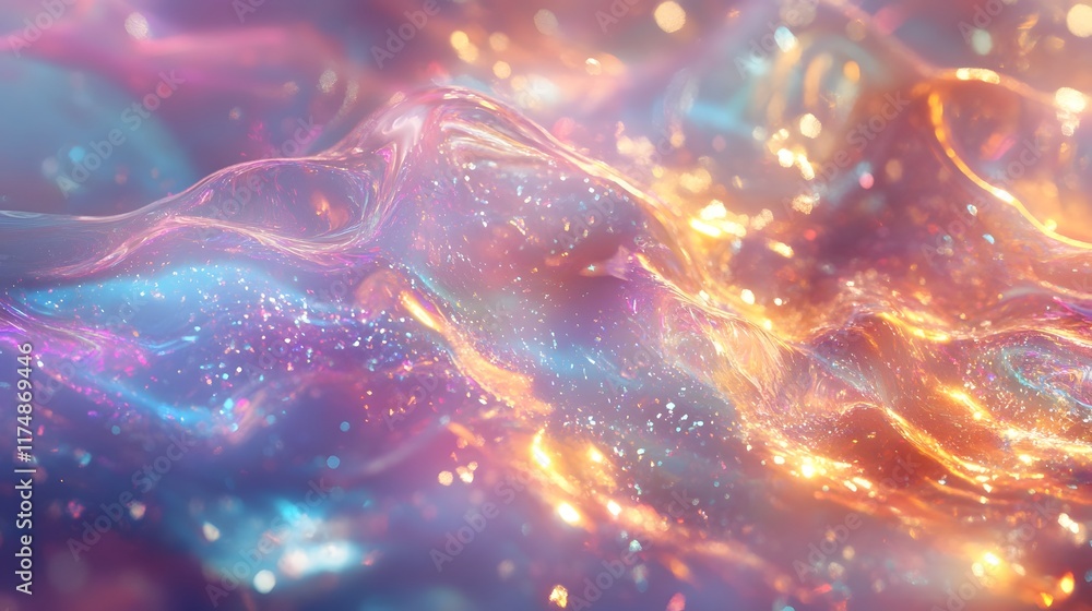 Aufkleber ethereal shimmer and radiant vibrancy blending harmonious bokeh sparkles in a captivating digital ab