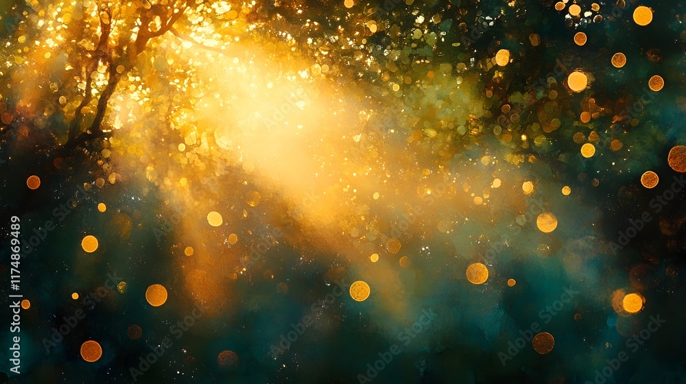 Poster vibrant bokeh sparkles glowing harmoniously blending radiant shimmer with ethereal tonal shadows thi
