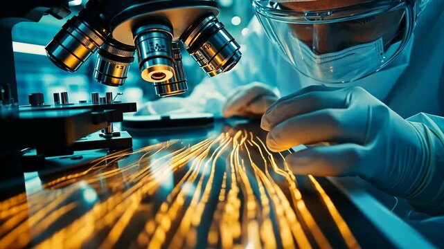 Microscopy reveals intricate details in a laboratory during advanced scientific research on materials