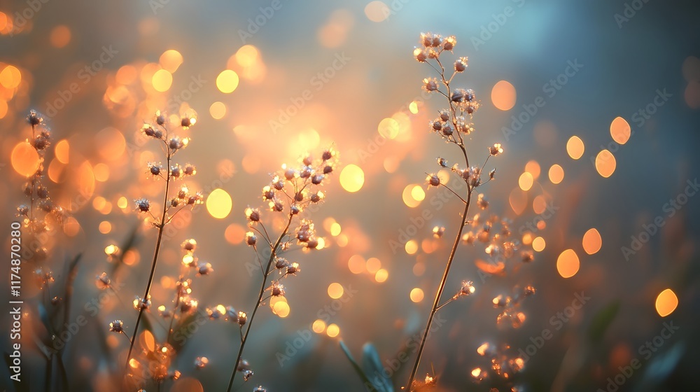 Poster radiant bokeh sparkles in a glowing shimmering blend of ethereal forms and contours creating a capti