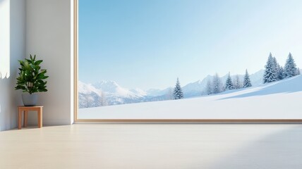Minimalist Scandinavian Interior: Bright White Empty Room with Clean Lines and Simple Aesthetic