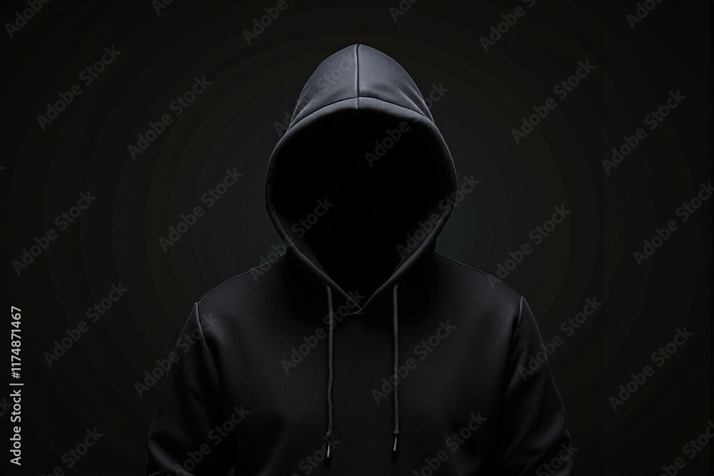Poster a blank hoodie mockup template with a minimalist design displayed against a dark background. ideal f