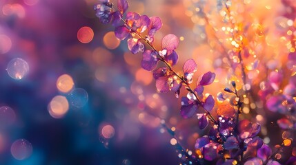 Radiant bokeh lights softly glowing and blending with shimmering transitions ethereal shadows and vibrant hues to create a magical dreamy and atmospheric backdrop