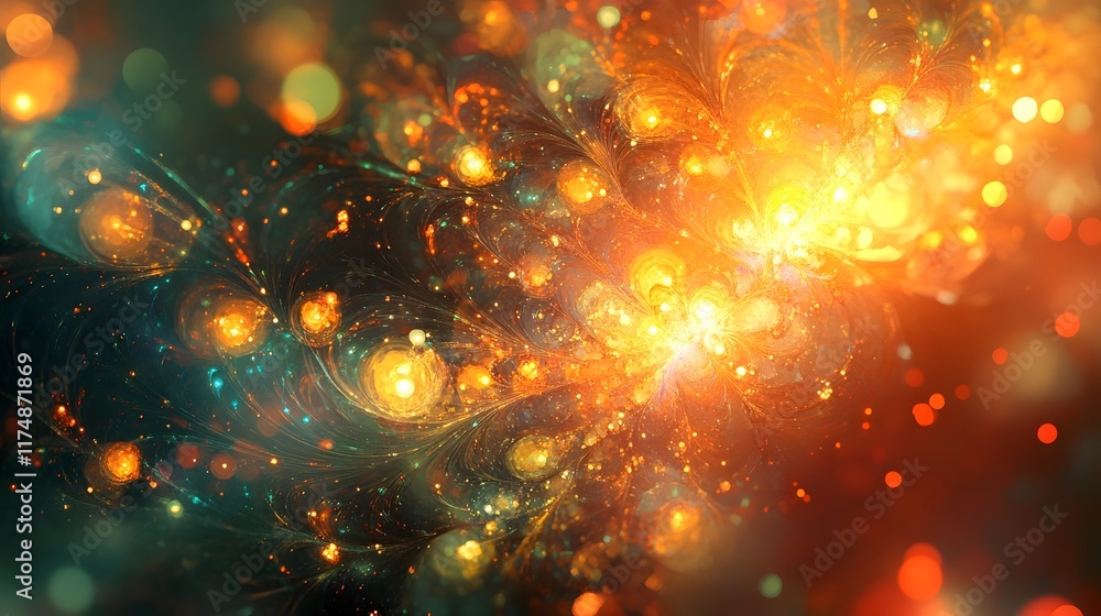 Poster mesmerizing display of shimmering glowing and vibrantly blended bokeh sparkles creating a captivatin