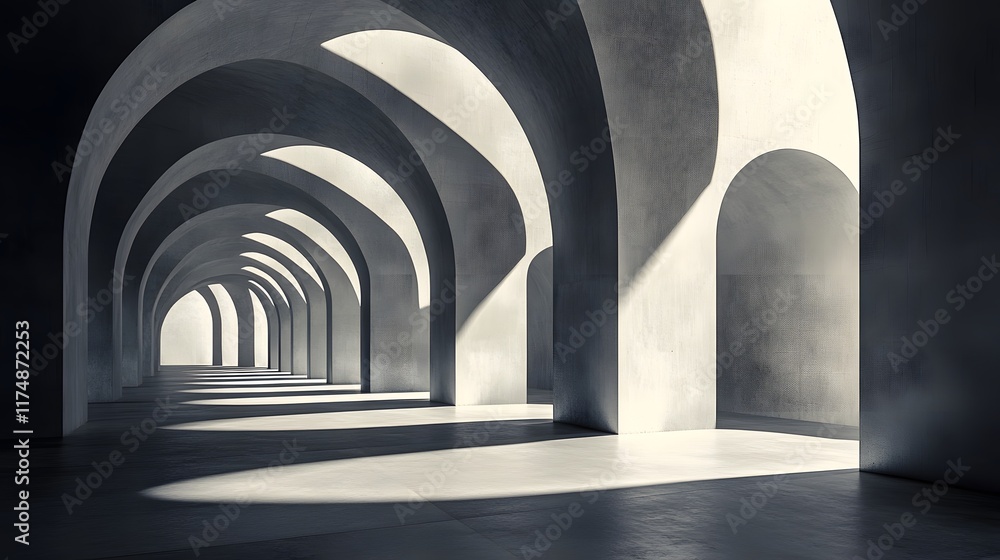 Poster mesmerizing abstract architectural composition showcasing the interplay of light and shadow through 