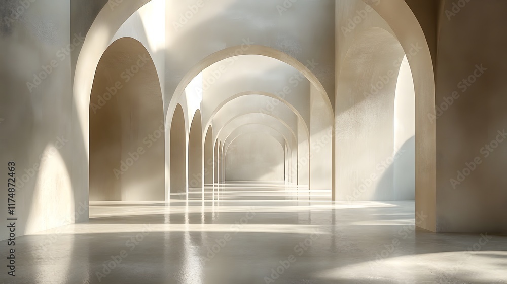 Poster elegant architectural archway showcasing the interplay of light and shadows emphasizing the minimali