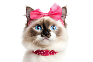 Chic and Charming Ragdoll: A Stylish Portrait with Headband and Bow
