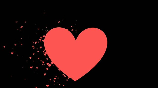 red heart on black background