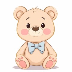 Fototapeta premium Cute Teddy Bear with Blue Bowtie 