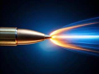 Fototapeta premium High-Speed Photo of Tracer Bullet in Flight, Streak of Light, Military Ammunition, Weaponry, Firearm Projectile