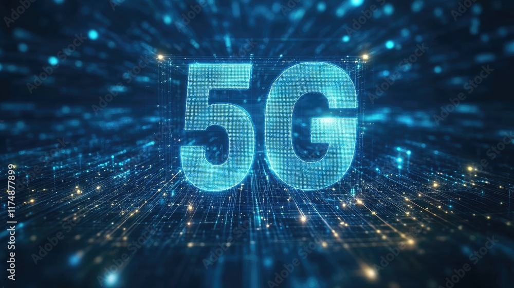 Poster d network design with g connectivity and fast data transfer, highlighting the future of global wirel