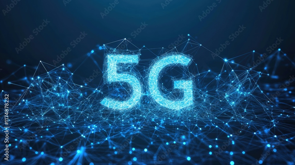 Aufkleber g technology abstract visualization with glowing connections, data points, and high-speed digital li