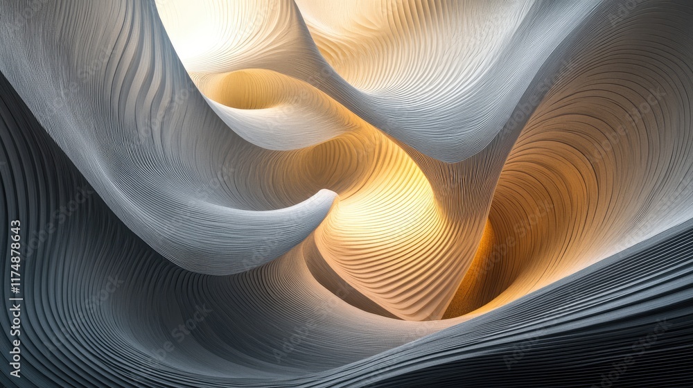 Poster abstract d wave patterns, flowing smoothly with gradient transitions and illuminated by soft, diffus
