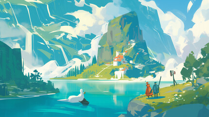 landscape with mountains