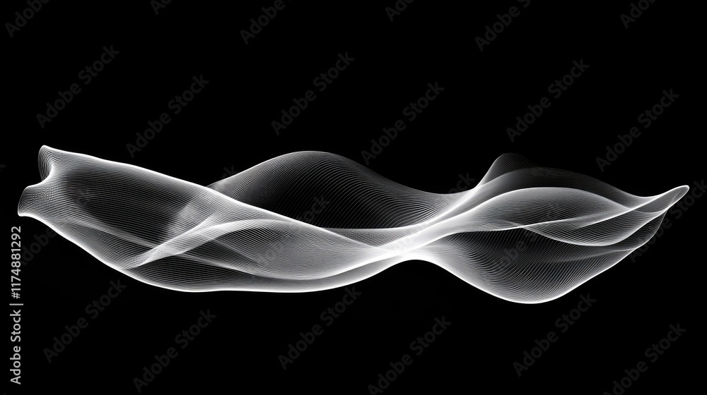 Poster abstract graphic elements with fluid waveforms and sharp edges creating a futuristic, dynamic design