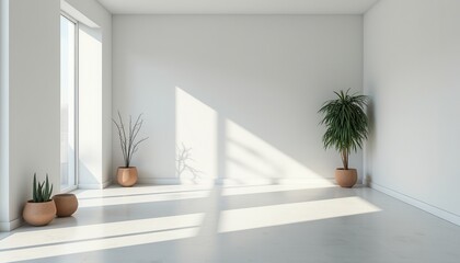 A bright white studio room with simple, clean lines creates a welcoming and modern atmosphere.