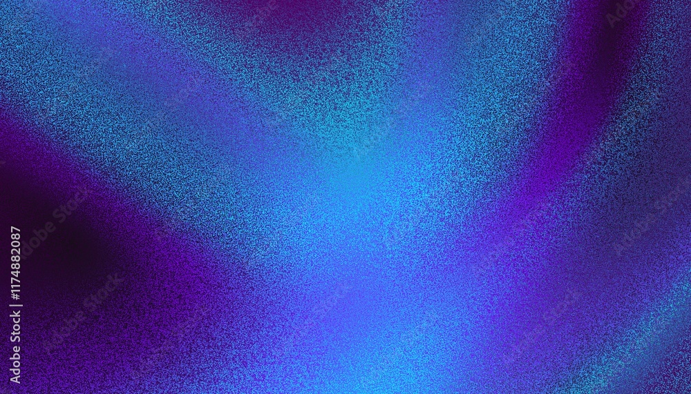 Poster Vibrant grainy gradient background with blue and purple colours. Noise blur background. Deep blue.