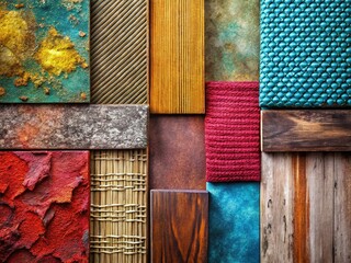 Diverse Textured Surfaces: Color Palette for Design Inspiration - Stock Photo